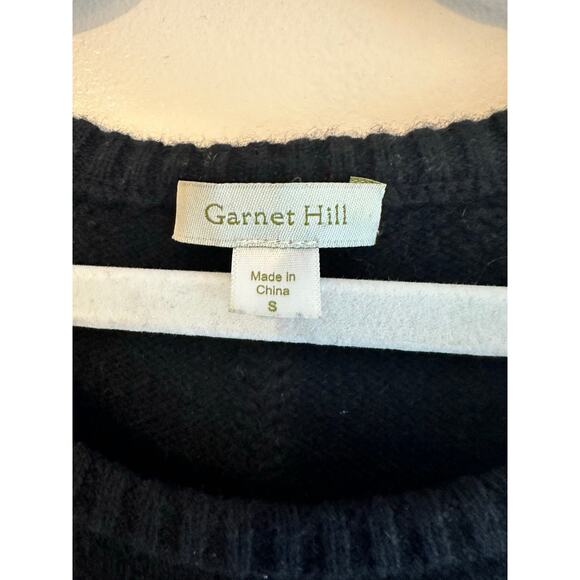 Garnet Hill Black Cashmere Pointelle-Detail Pullover Size Small - Picture 5 of 6